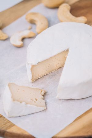 Our most popular, our vegan Vrie cheeze, cave aged for about a month with a creamy texture and that unique Brie style rind and taste 😱 at KAREEM Foods in Bogota