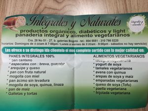 Leaflet at El Verdadero Pan Integral in Bogota