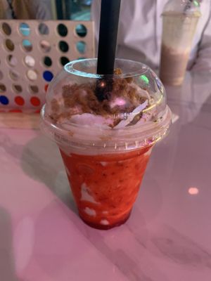 Vegan Strawberry biscoff shake  at Ice Cream Factory in Greensboro