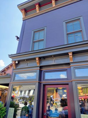 On the right as soon as you cross the bridge at Frenchtown Cafe in Frenchtown