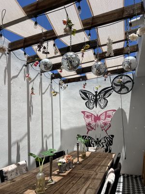 Outdoor party space. Also outdoor seating in the front    at Casa Monarca in San Carlos