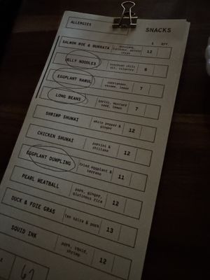 Circled are vegan dim sum options   at MINARI in Maastricht