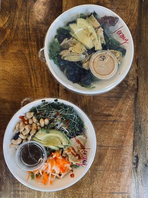 Beale's bowl on quinoa and the Rutledge on quinoa  at Ola Juice Bar in Colorado Springs