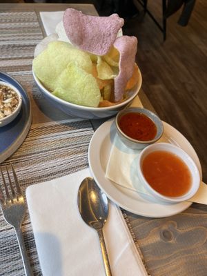 Vegan crackers  at Thai Café  in Blackpool