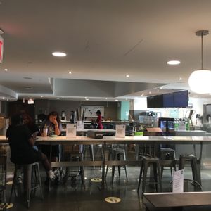Seating inside Whole Foods, where you can eat your wares. at Whole Foods Market - Columbus Circle in New York City
