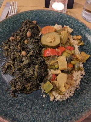 SABZI PALAK and couscous with vegetables at Orient Experience in Venice