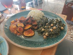 The €14 plate has 2 veg dishes with rice at Orient Experience in Venice