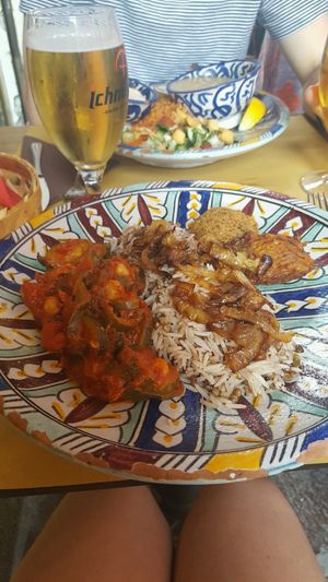 lentil rice, pakora and chickpeas curry at Orient Experience in Venice