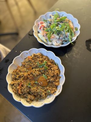 Jollof fonio and ancestral salad - beautiful combo  at Yamm Tree in Liverpool