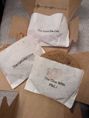 Cookie sleeves at OMA Bakery in Dubai