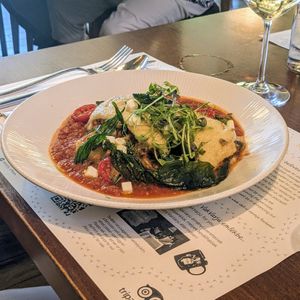 Vegan moussaka at VakVarjú Csónakház in Budapest
