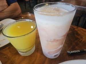 Pineapple juice and strawberry lemonade at 9th Island in Haleiwa
