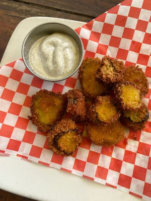 Dyl pickle poppers (fried pickles)  at 9th Island in Haleiwa