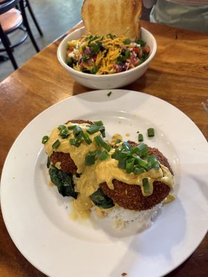 Crabby cakes and potato hash!   at 9th Island in Haleiwa