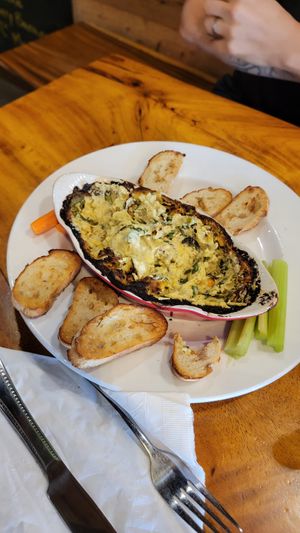 Artichoke and spinach dip 🤤 at 9th Island in Haleiwa