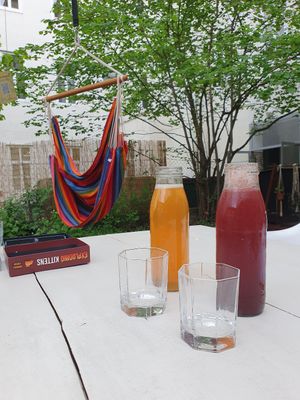 Selbstgemachter Kombucha und Selbstgemachte Limo at frei Yoga & Café in Vienna