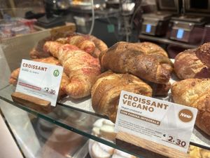 2 types of vegan croissants   at FCO - Caffè Kimbo - T3 in Fiumicino