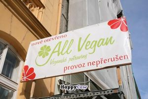 Sign of the shop at All Vegan in Prague