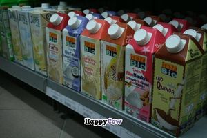 An offer of the plant milks. at All Vegan in Prague