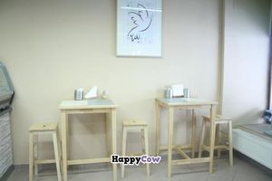 Here you can sit and enjoy the buffet. at All Vegan in Prague