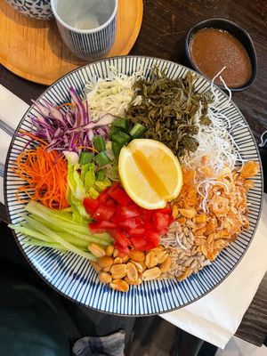 Tea leaf salad (SO GOOD!) at Asiatique Eatery in Ventura