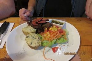 vegan meat
 at Isla Grill in Puerto Ayora