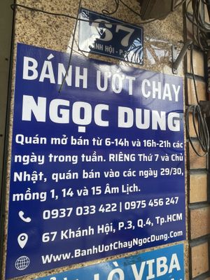 Opening times   at Bánh Ướt Chay Ngọc Dung in Ho Chi Minh City