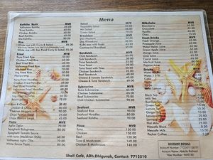 The menu. at Shell Restaurant and Cafe in Dhigurah
