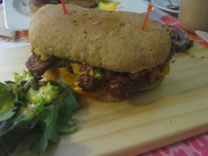 Tempeh sandwich at Rayen Vegano in Madrid