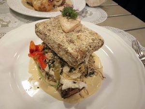 tempeh picatta at Rayen Vegano in Madrid