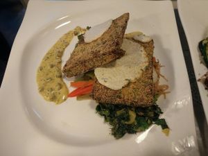 tempeh picatta at Rayen Vegano in Madrid