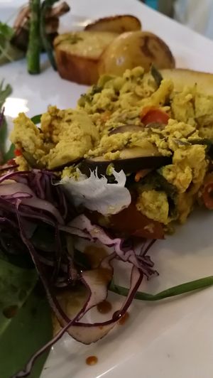 scrambled tofu (brunch special only weekends)  at Rayen Vegano in Madrid