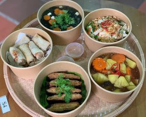 Set for family lunch/dinnerr  at Bep Chay Nha An Vegetarian Bistro in Phu Quoc