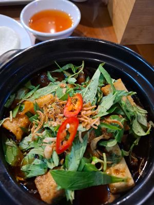 Tofu rolls in sauce at Bep Chay Nha An Vegetarian Bistro in Phu Quoc