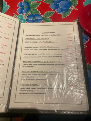 Menu  at Borrachos in Naha