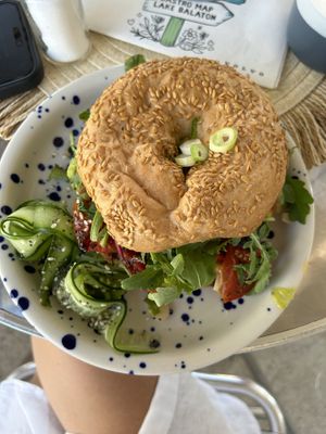 Self assembled GF bagel  at Random Bagel Bar in Orvenyes