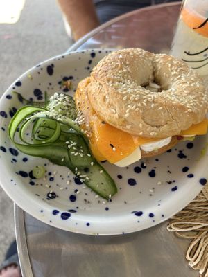Mango Avocado Bagel   at Random Bagel Bar in Orvenyes