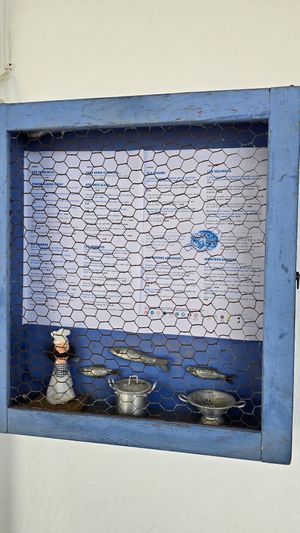 Menu (outside) couldnt make much of it - too small print - so we went to another place around the corner at La Blava in Palafrugell