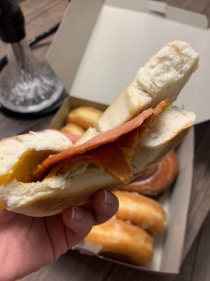 Ham & cheese bagel at Ronald's Donuts in Las Vegas