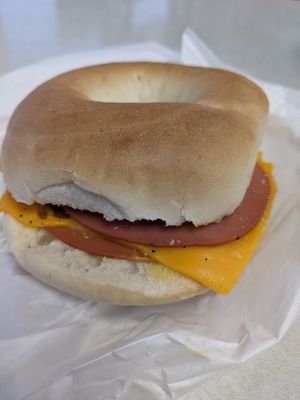 Ham and cheese bagel at Ronald's Donuts in Las Vegas