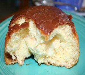 Chocolate glazed with soy custard filling at Ronald's Donuts in Las Vegas