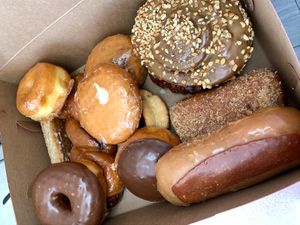 Assorted vegan doughnuts at Ronald's Donuts in Las Vegas