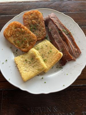 Brunch Pick 3- Vegan Crispy Bacon (4), Just Egg Patties (2), Hash Browns (2)  at A Lo Vegano Orlando in Orlando