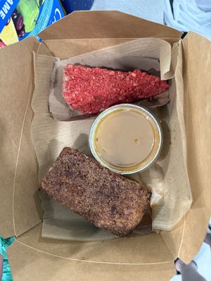 Strawberry crunch cheesecake, flan, churro cake  at A Lo Vegano Orlando in Orlando