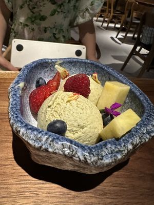 Pistachio ice cream  at Tane Vegan Izakaya in Palo Alto