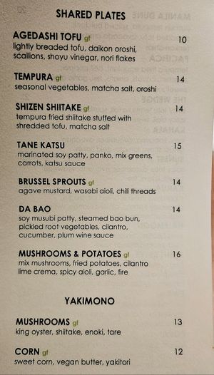  at Tane Vegan Izakaya in Palo Alto