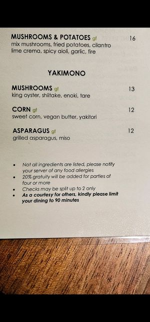  at Tane Vegan Izakaya in Palo Alto