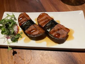 Bean curd Nigiri at Tane Vegan Izakaya in Palo Alto