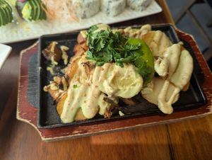 Loaded potatoes... also incredible! at Tane Vegan Izakaya in Palo Alto