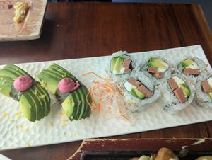 Avocado nigiri and philadelphia roll at Tane Vegan Izakaya in Palo Alto
